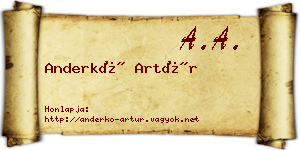 Anderkó Artúr névjegykártya